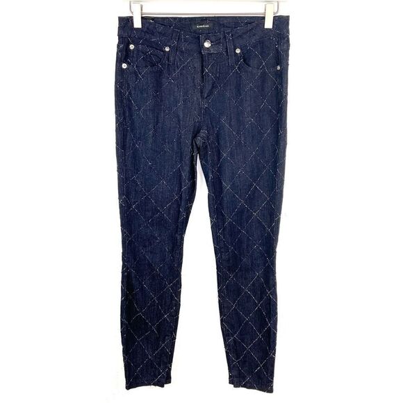 Bebe Diamond Pick Blue Dark Wash Skinny Ankle Zip Denim Jeans 27 - Picture 8 of 8
